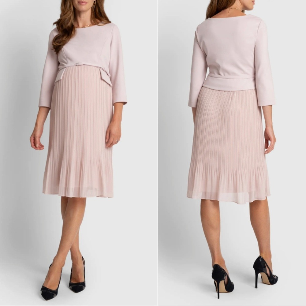 Seraphine‎ Sophia Pleated Midi Maternity Dress Blush Pink US 14
